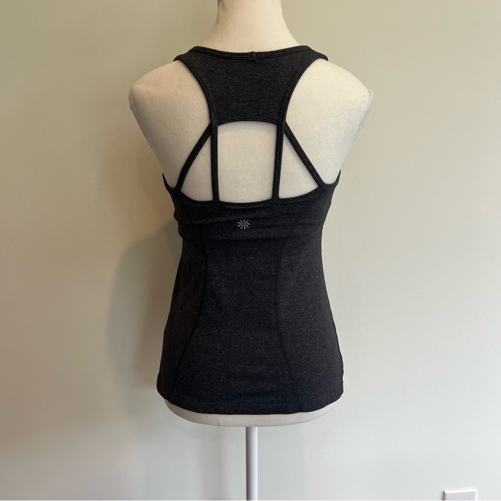 Athleta Equator Racerback Tank Top Sz S Gray Shelf Bra Lycra Sporty EUC or NWOT - Picture 2 of 9